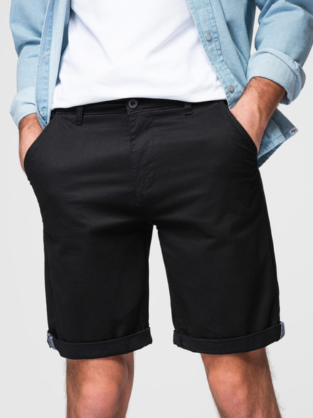 Ombre Clothing Férfi klasszikus chino rövidnadrág felhajtott szárral - fekete V9 W532 Ombre Clothing