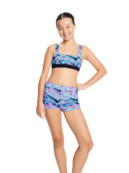 Modibodi Lányka fürdőruha Modibodi Performance Reversible Crop Top Marble Blue felső rész