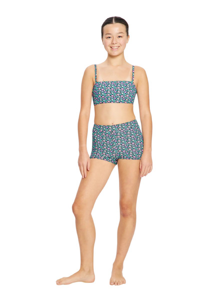 Modibodi Lányka fürdőruha Modibodi Bandeau Strap Crop Top Luna Blossom Black felső rész