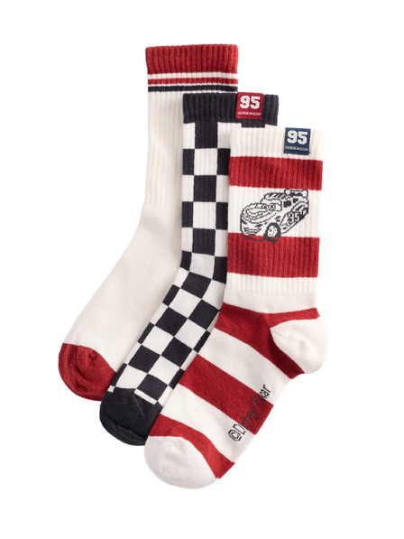 Marks & Spencer Cars™ magas pamuttartalmú sokni, 3 pár csomagban (6-os méret – 3½-es méret) Marks & Spencer piros