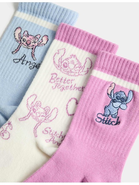 Marks & Spencer Lilo & Stitch™ zokni, 3 páros szett (6 kicsi – 7 nagy) Marks & Spencer rózsaszín