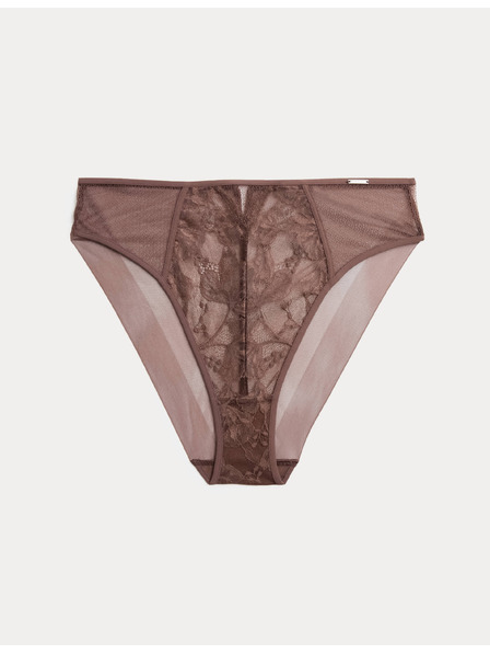Marks & Spencer Csipkés bugyi Savannah magas derékkal Marks & Spencer barna