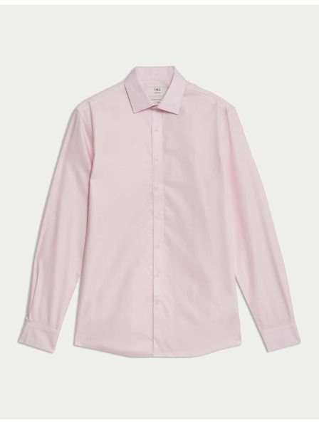 Marks & Spencer Pamut ing szűk szabásmintában nem vasalható kezeléssel Marks & Spencer rózsaszín