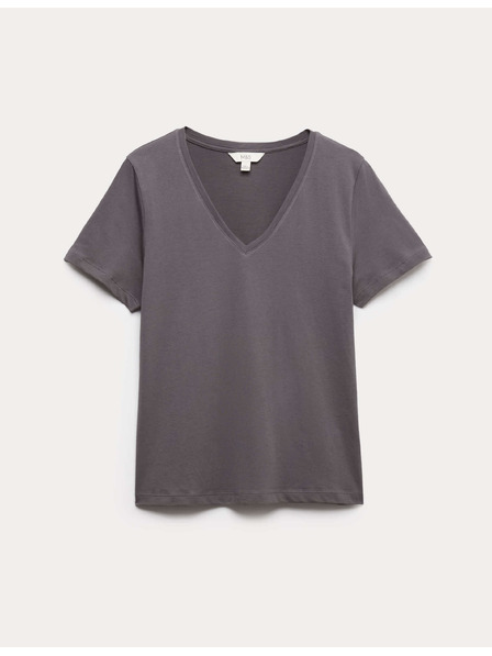 Marks & Spencer V-nyakkivágású tiszta pamutból készült póló Marks & Spencer szürke
