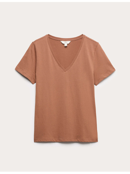Marks & Spencer V-nyakkivágású tiszta pamutból készült póló Marks & Spencer barna