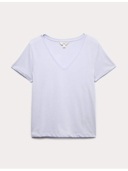 Marks & Spencer V-nyakkivágású pamutpóló Marks & Spencer lila