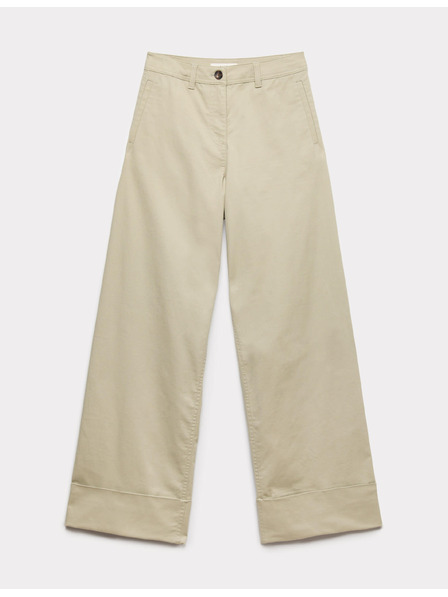 Marks & Spencer Chino nadrág széles szárral és ablakokkal, magas pamutarányú Marks & Spencer zöld