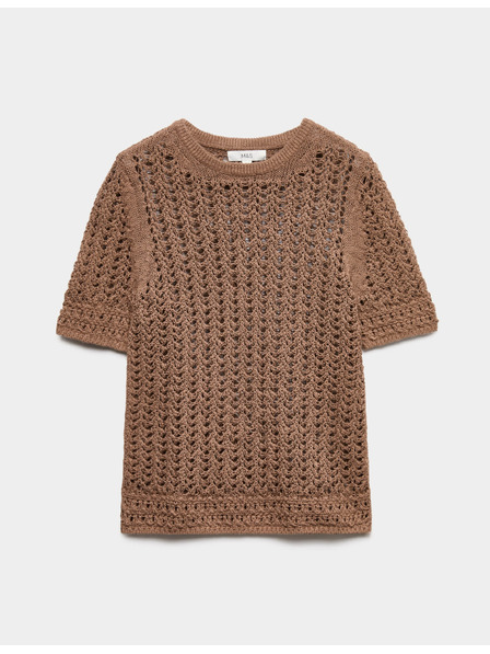 Marks & Spencer Textúrált felső magas pamutarányú Marks & Spencer barna