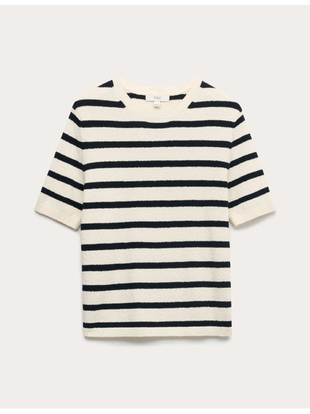 Marks & Spencer Csíkos kötött buklé top magas pamut tartalommal Marks & Spencer krémszín