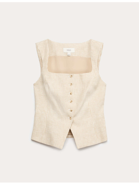 Marks & Spencer Gingham anyagból készült mellény tiszta lenből Marks & Spencer többszínű