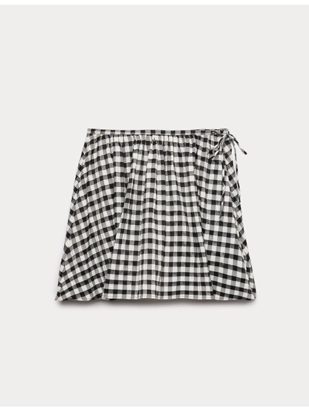 Marks & Spencer Miniatűr gombás szoknya Gingham anyagból, pamutkevert Marks & Spencer fekete