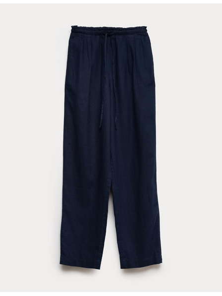 Marks & Spencer Enyhén szűkített rugalmas derekú nadrág magas lentartalmú Marks & Spencer tengerészkék
