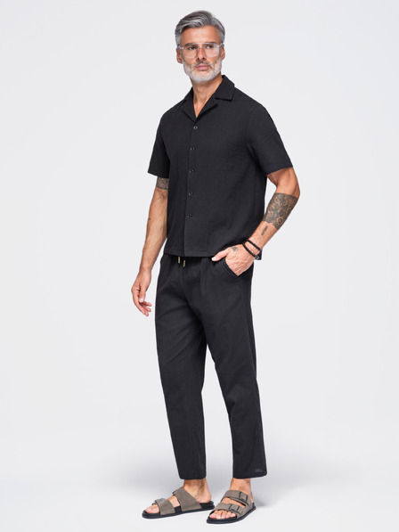 Ombre Clothing Könnyű férfi strukturált pamutnadrág – fekete V2 OM-PACP-0312 Ombre Clothing