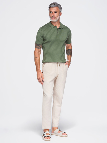 Ombre Clothing Férfi pamutnadrág strukturált szabással REGULAR FIT – elefántcsont V2 OM-PACP-0310 Ombre Clothing