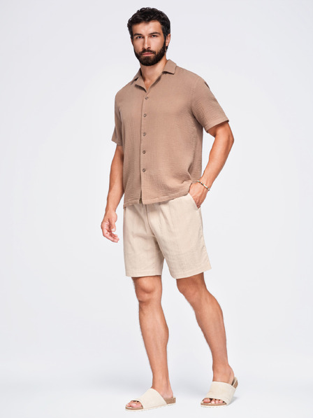 Ombre Clothing Férfi strukturált pamutshortok – világosbarna V1 OM-SRCS-0209 Ombre Clothing