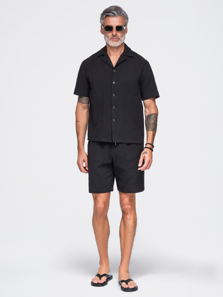 Ombre Clothing Férfi pamutshortok strukturált mintával – fekete V2 OM-SRCS-0209 Ombre Clothing