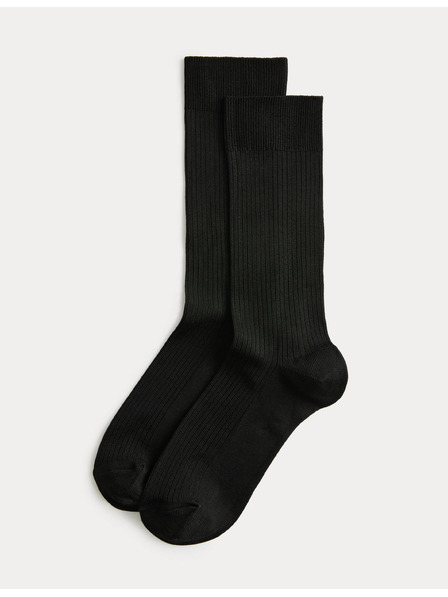 Marks & Spencer 2 db kényelmes Rayon bordázott bokaszokni Marks & Spencer fekete
