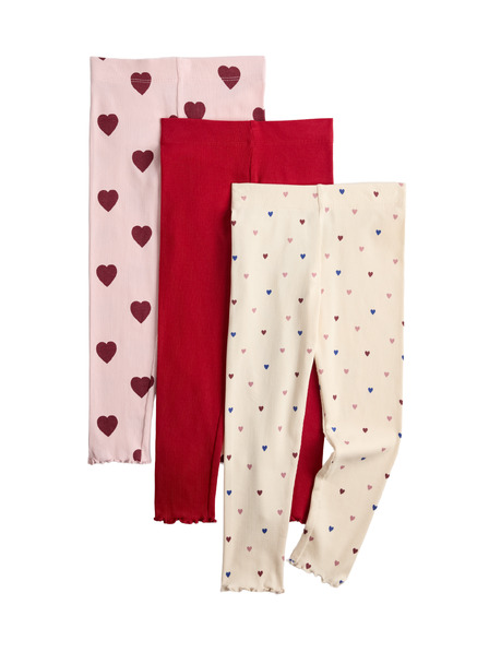 Marks & Spencer Magas pamutarányú leggings szívecskékkel (2–10 év) 3 db egy csomagban Marks & Spencer többszínű