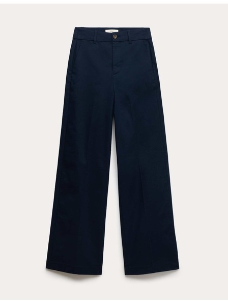 Marks & Spencer Chino nadrág széles szárral és magas pamutaránnyal Marks & Spencer tengerkék