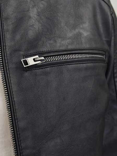 Jack & Jones JJEDYLAN férfi fekete bőr kabát