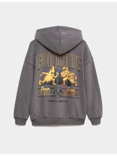 Marks & Spencer Tiszta pamutból készült kapucnis pulóver grafikus Fortnite™ motívummal (6–16 év) Marks & Spencer szürke