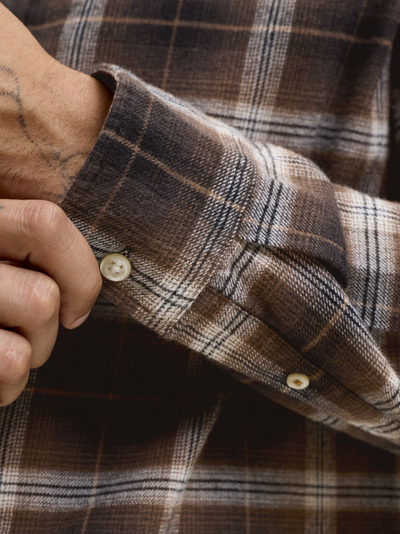 Jack & Jones Flanel kockás férfi ing barna