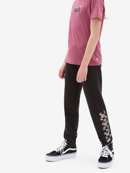 Vans Fekete lány melegítőnadrág VANS Leopárd virágmintával