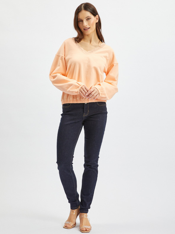 Orsay ORSAY barackszínű női kapucnis póló csipkével