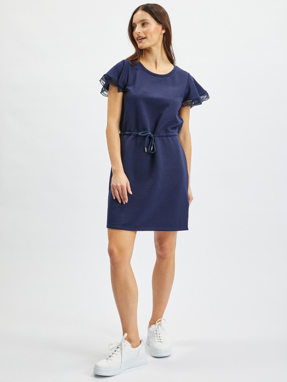 Orsay ORSAY sötétkék női kapucnis ruha csipkével