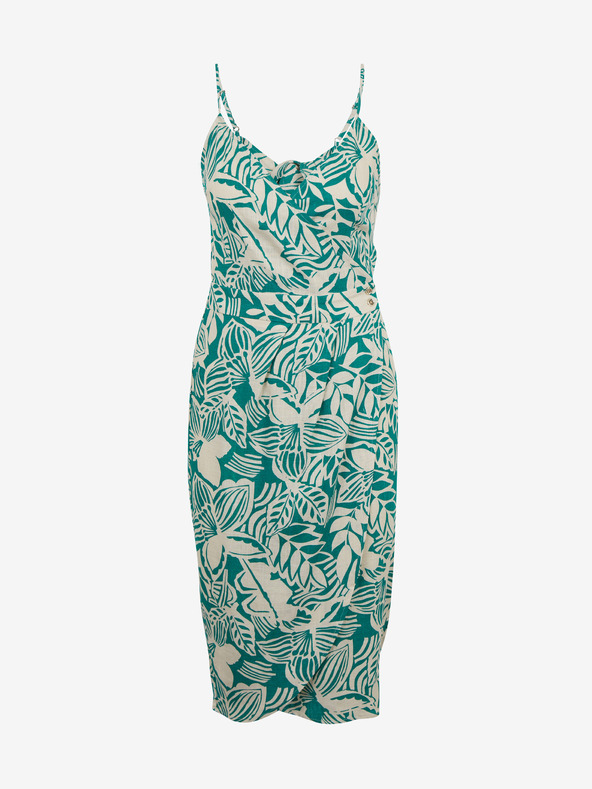 Orsay ORSAY krémzöld mintás női lenvászon midiruha