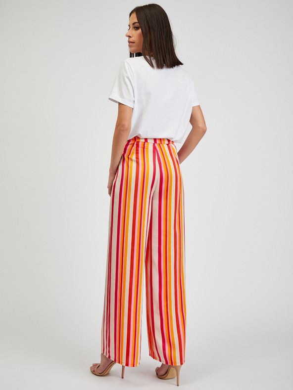 Orsay ORSAY piros és sárga női csíkos széles nadrág ORSAY