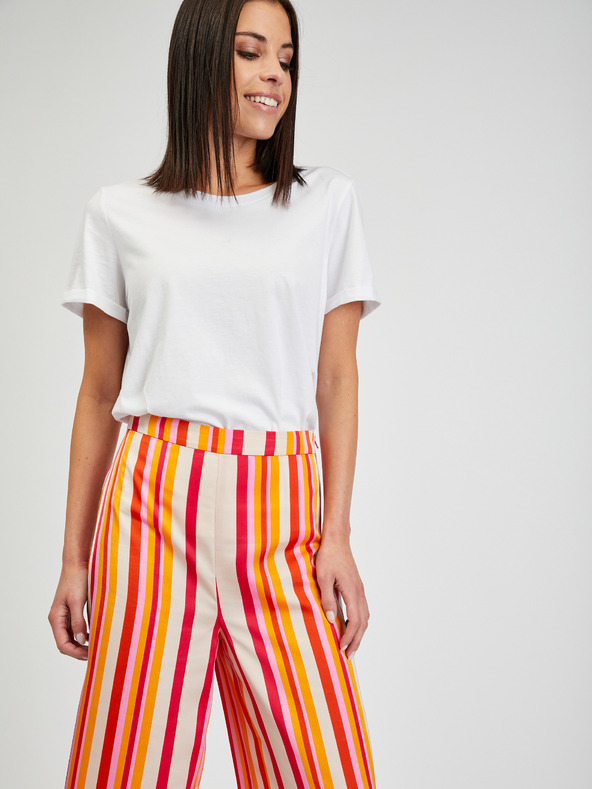 Orsay ORSAY piros és sárga női csíkos széles nadrág ORSAY