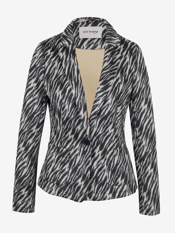Orsay ORSAY fehér-fekete velúr mintás női blézer