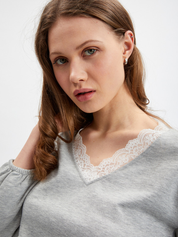 Orsay ORSAY világosszürke csíkos női kapucnis póló