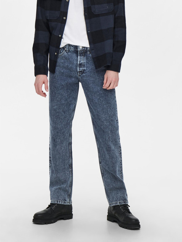 ONLY & SONS Sötétkék, egyenes szabású farmer ONLY & SONS Edge