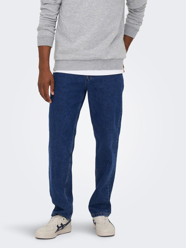 ONLY & SONS Sötétkék, egyenes szabású farmer ONLY & SONS Edge