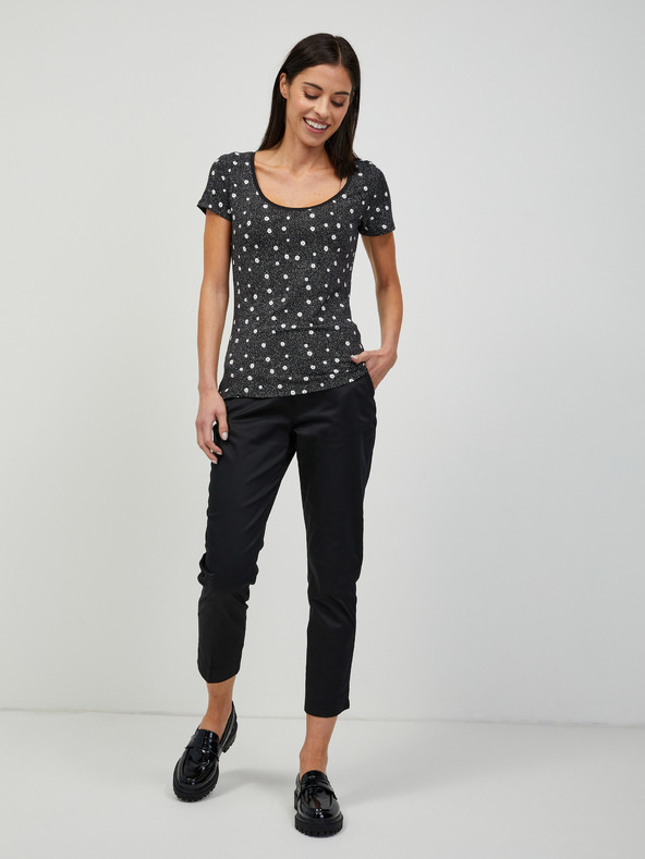 Orsay ORSAY fekete virágmintás póló