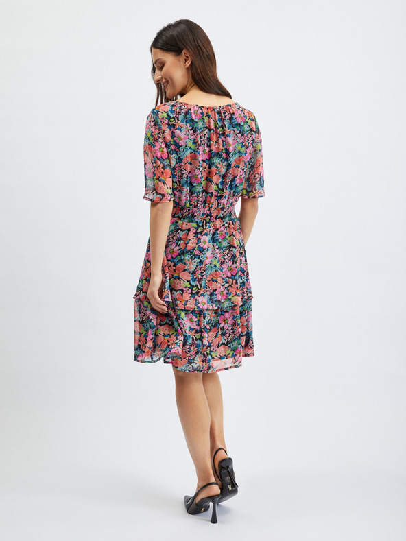 Orsay ORSAY piros-fekete virágmintás női póló