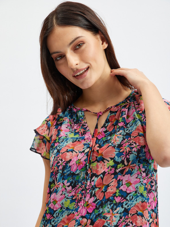 Orsay ORSAY piros-fekete virágmintás női blúz