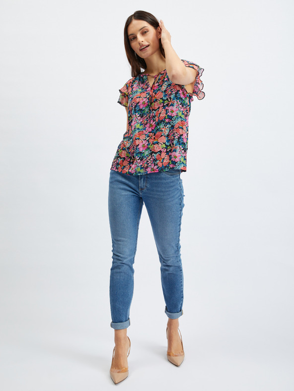 Orsay ORSAY piros-fekete virágmintás női blúz