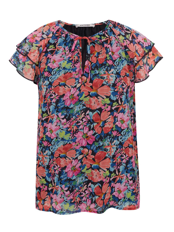 Orsay ORSAY piros-fekete virágmintás női blúz