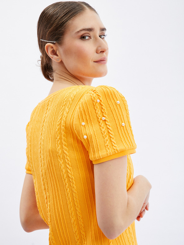 Orsay ORSAY sárga női póló dekoratív részletekkel