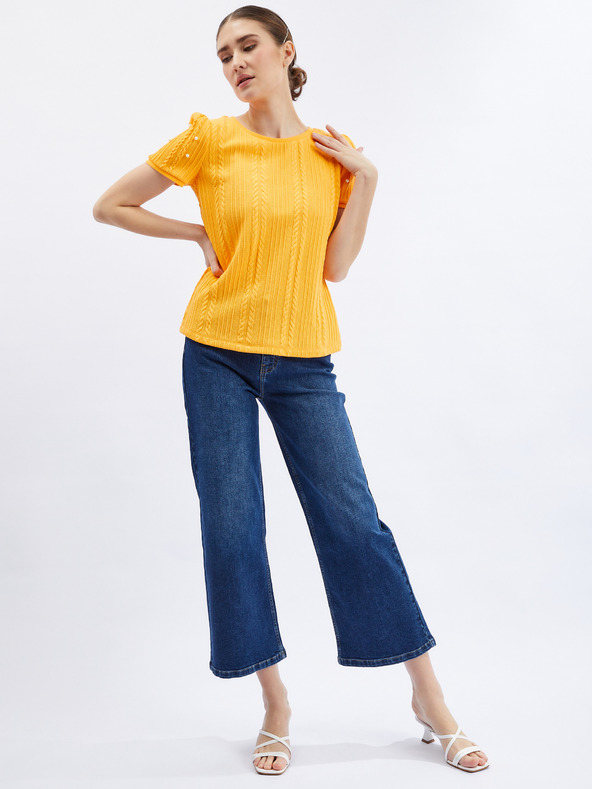 Orsay ORSAY sárga női póló dekoratív részletekkel