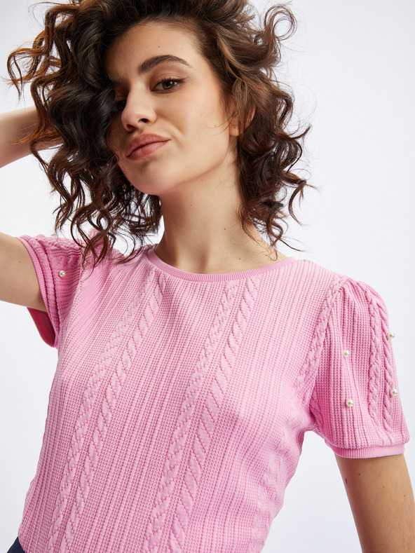 Orsay ORSAY rózsaszín női póló dekoratív részletekkel