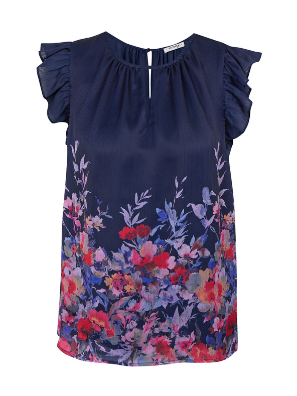 Orsay ORSAY sötét kék női virágmintás blúz fodorral