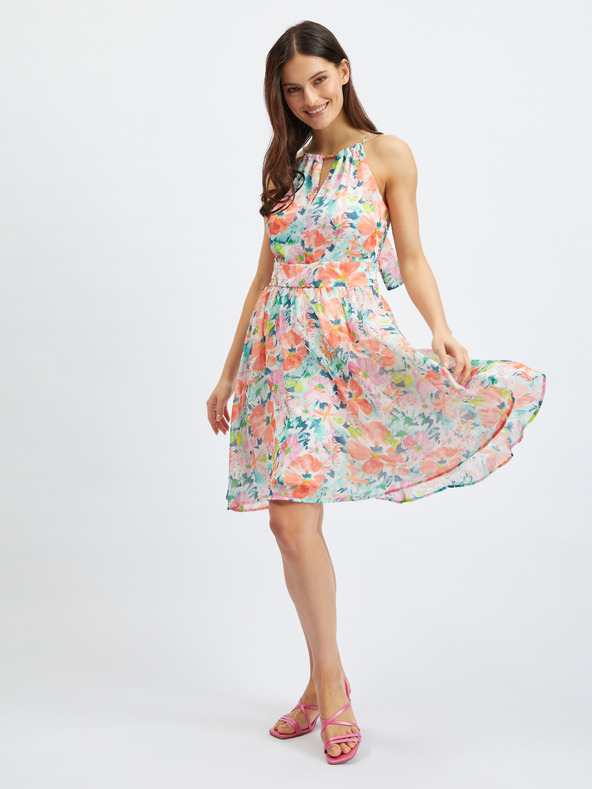 Orsay ORSAY piros-krémszínű női virágmintás ruha