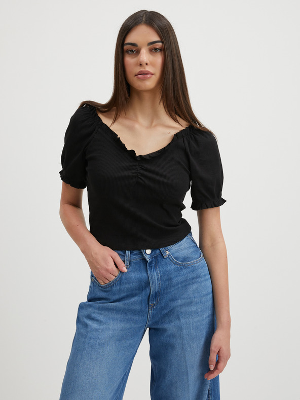 Pieces Fekete crop top Pieces Tegan