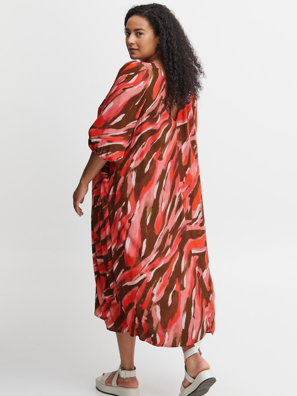 Fransa Barna és piros női mintás maxiruha Fransa