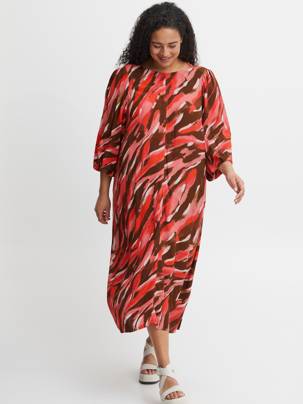 Fransa Barna és piros női mintás maxiruha Fransa