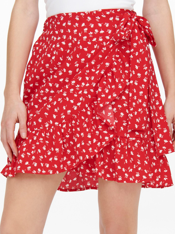 ONLY Piros Női virágos tekercsszoknya ONLY Olivia